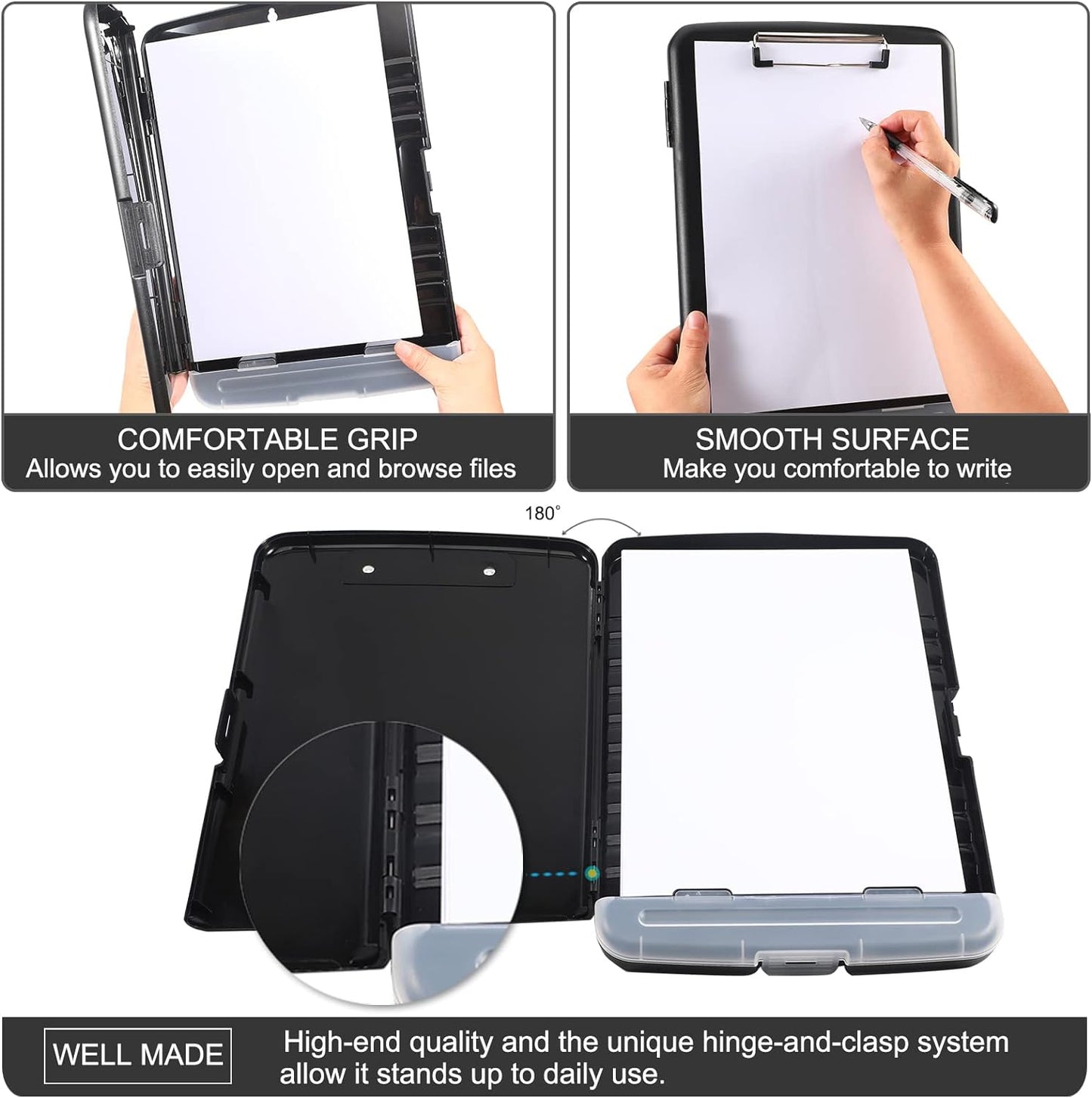 Clipboard with Storage, Large Capacity Nursing Clipboards with Low Profile Clip,