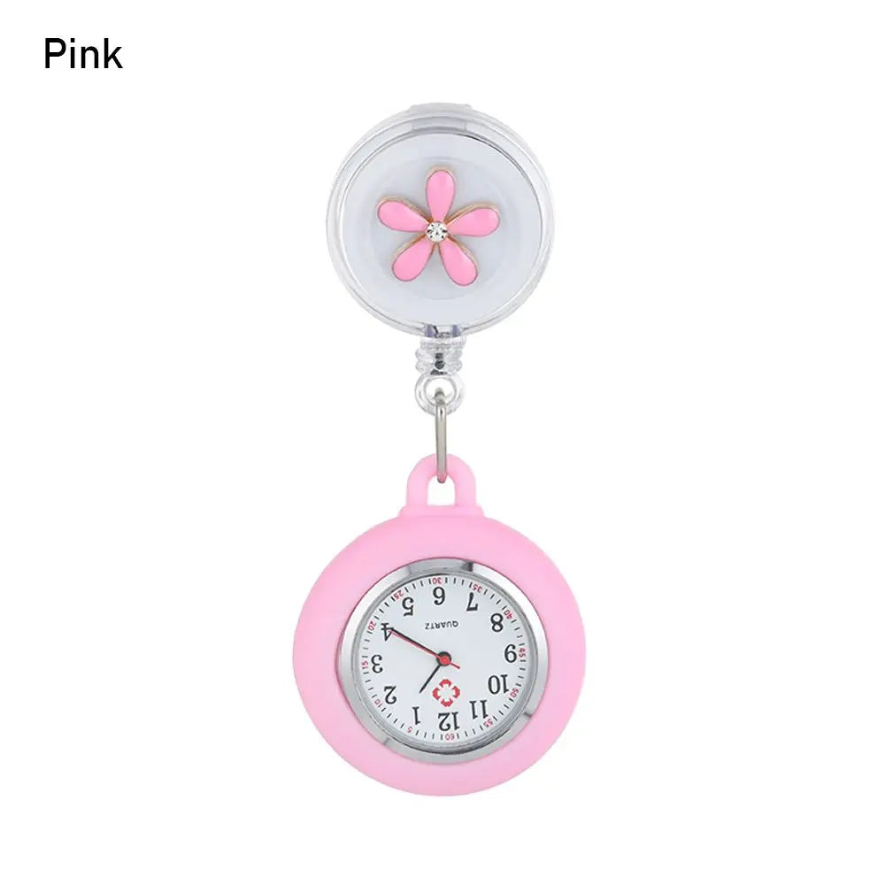 Nurse Doctor Retractable Pocket Watches Hospital Medical Women Men Retractable Reel Id Badge Glass Office Working Clip Watches