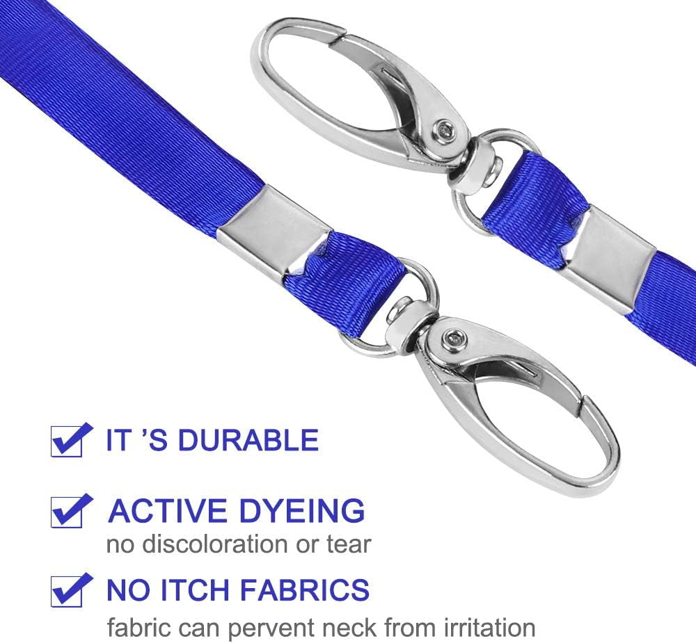 Lanyards Bulk 50 Pack Lanyards for Id Badges Kids Lanyard with Clips Swivel Hook (Blue)