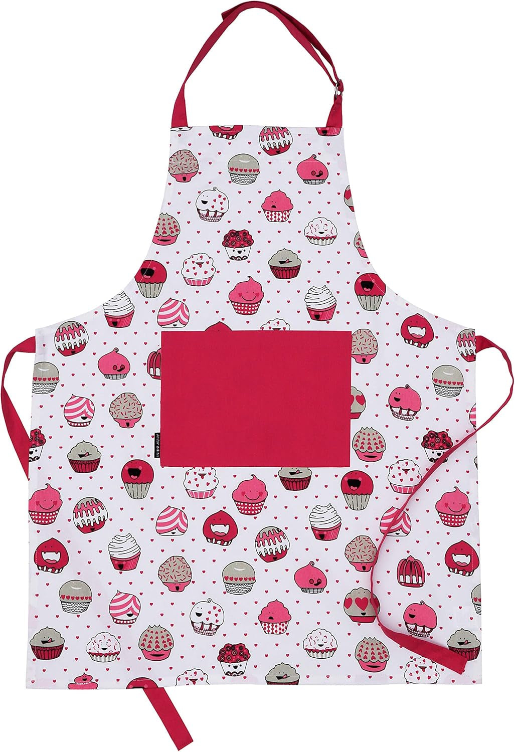 Cotton Aprons for Women with Pocket, Adjustable Strap & Waist Ties - Printed Aprons for Baking, Cooking, Gardening (27.5 X 33 Inches)