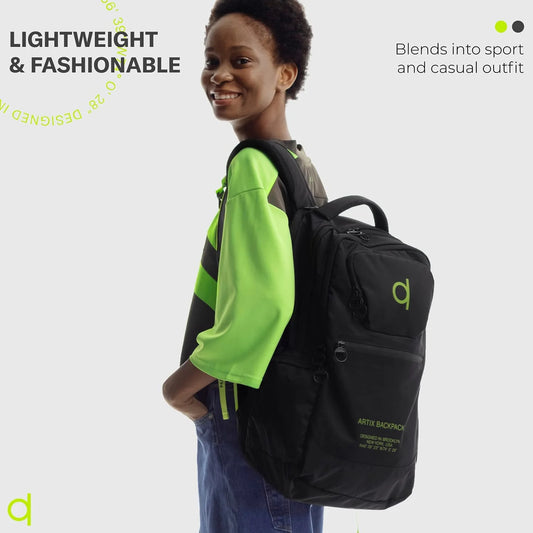 ® Waterproof Laptop Backpack for Men & Women | Large 17.3-Inch Travel Backpack | Stylish & Durable Computer Bag for Business, Office & Work | Versatile Rucksack for Adults (Black/Green)