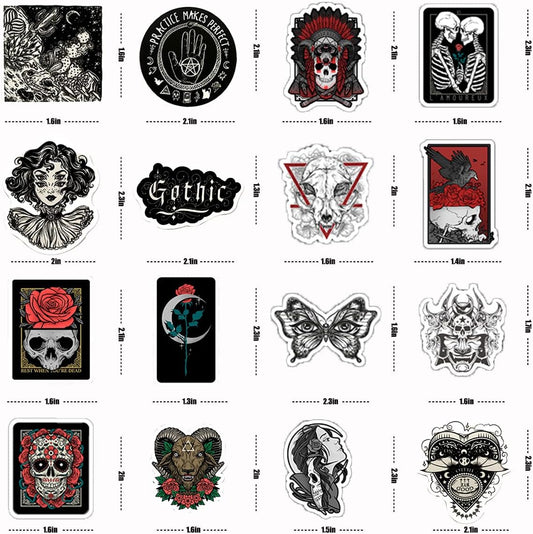 200PCS Halloween Stickers Gothic Skull Sticker for Adults Meme/Horror/Witchy Stickers for Hydro Flask/Laptop/Skateboard/Water Bottles/Computer/Phone