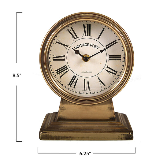 3.62" Quartz Gold Metal Tabletop Clock