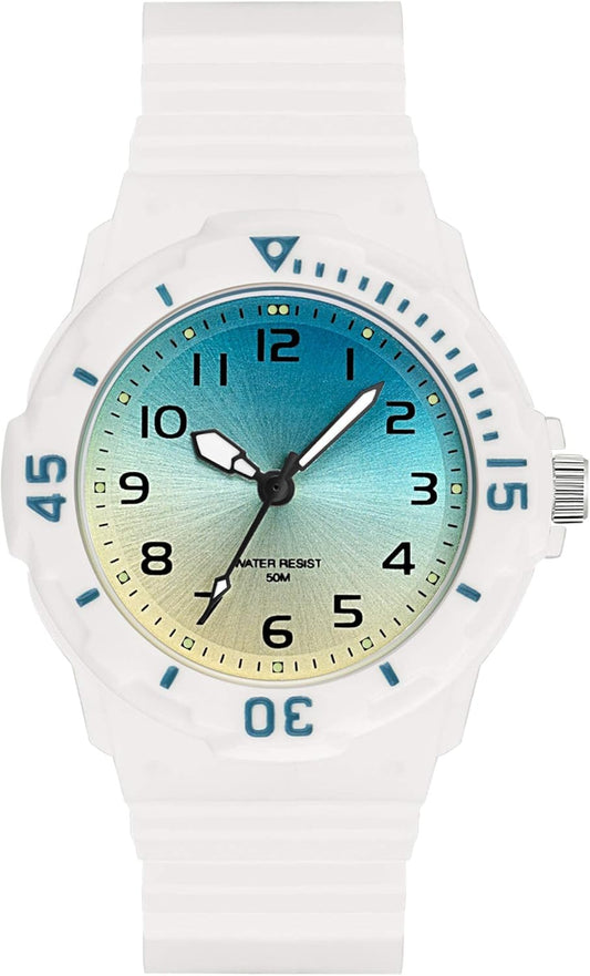 Women'S Wrist Watches Nurse Watches with Second Hand for Women Girls Waterproof Easy Read Dial Minimalist Basic Watch Luminous Nursing Watch Gifts for Women,White&Blue