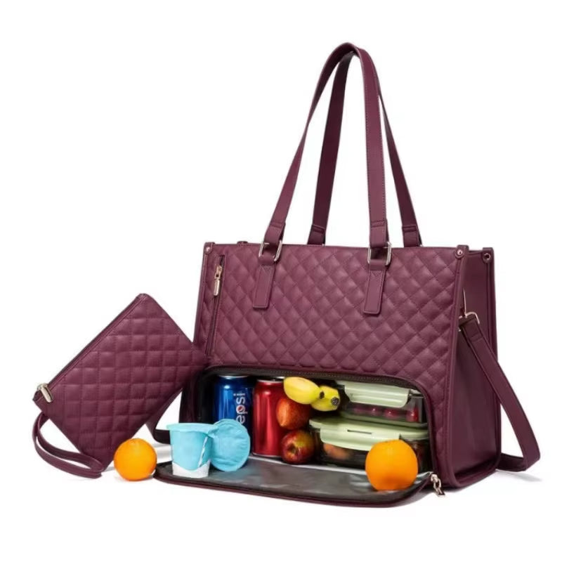 2 in 1 Portable Lunch Tote Bag for Women Multi Purpose Insulated Shoulder Pouch Makeup Durable Waterproof Outdoor Travel Bag