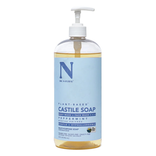 Body Washes, Castile Shower Gels, Peppermint, 32 Oz