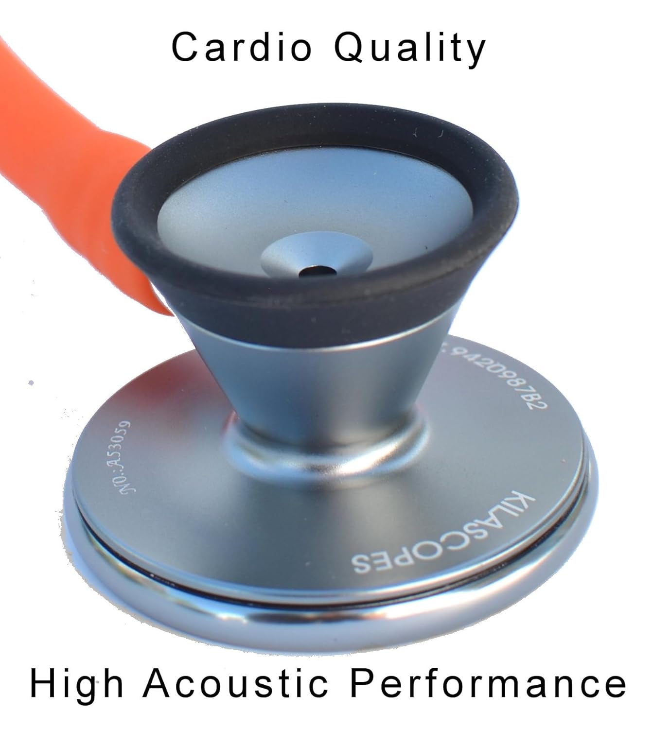 Bell Dual Head Cardiology Stethoscope, Professional Quality, Long Tube, KS-771 Orange