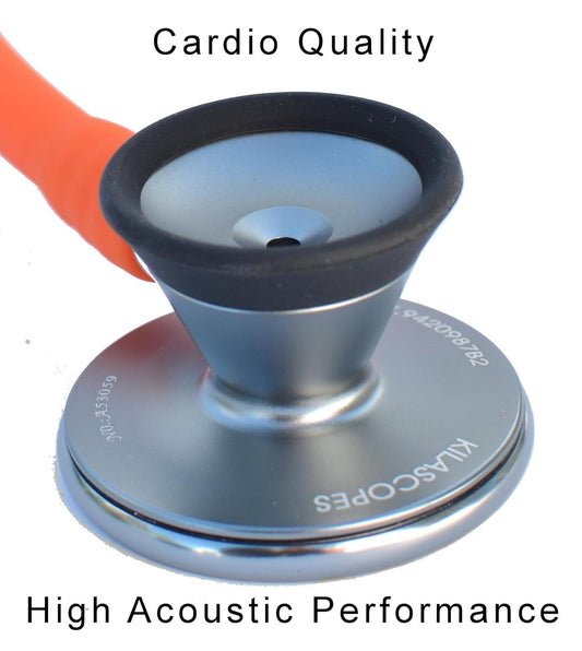 Bell Dual Head Cardiology Stethoscope, Professional Quality, Long Tube, KS-771 Orange