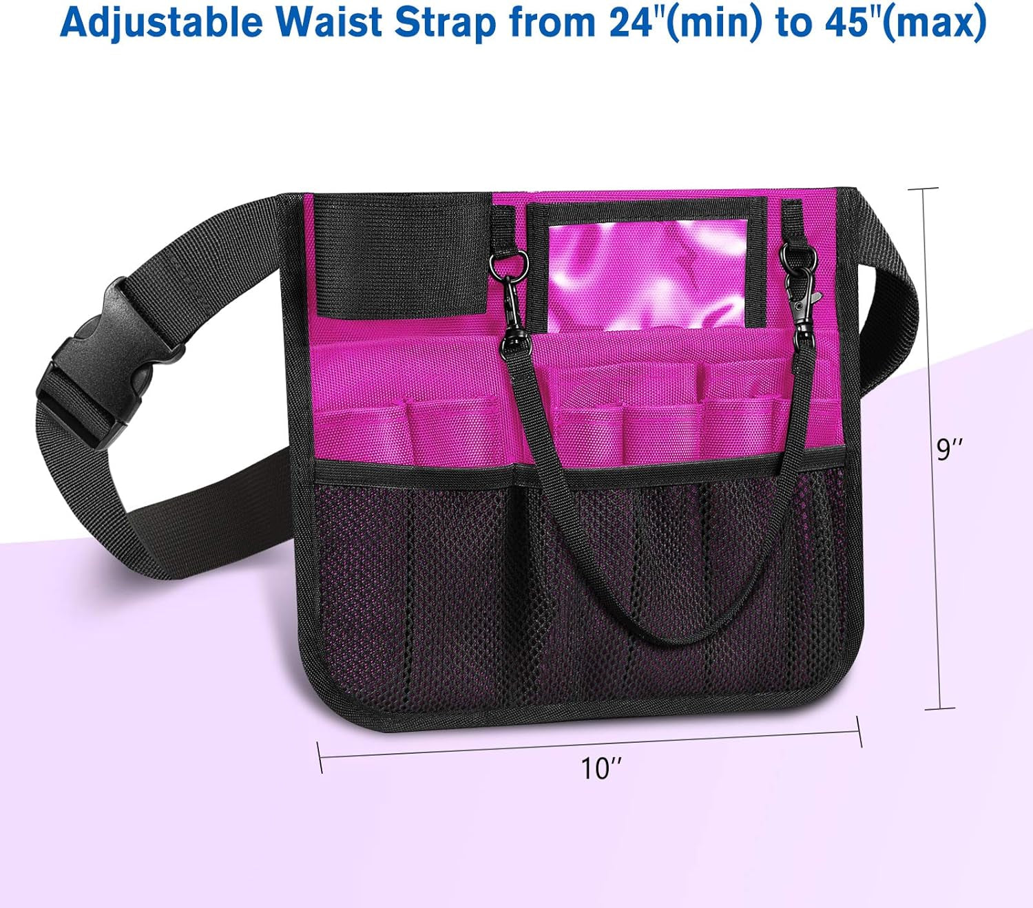 Nursing Organizer Belt, Nurse Fanny Pack with Tape Holder, Multi Compartment Medical Pack Pocket | Nurse Apron Hip Bag for Stethoscopes, Bandage Scissors and Other Medical Supplies, Magenta