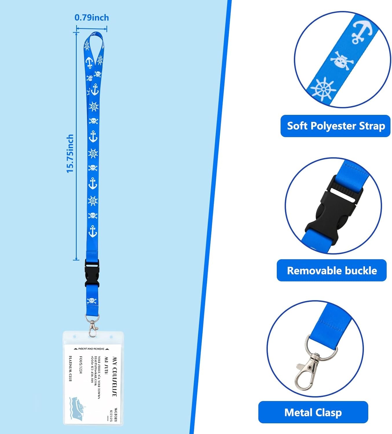 Cruise Lanyards, 4 Pack Waterproof Lanyards with ID Badge Reel Holder, Detachabl