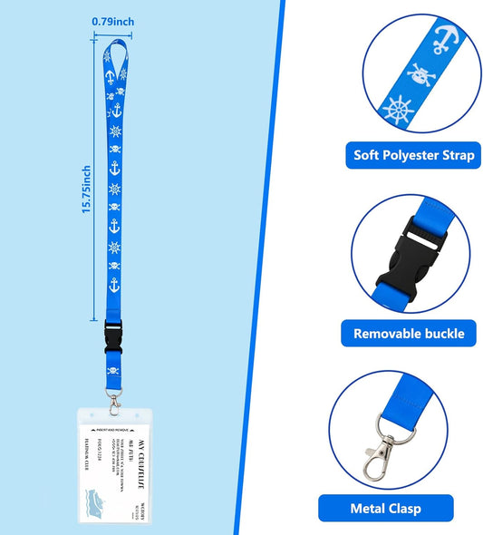 Cruise Lanyards, 4 Pack Waterproof Lanyards with ID Badge Reel Holder, Detachabl