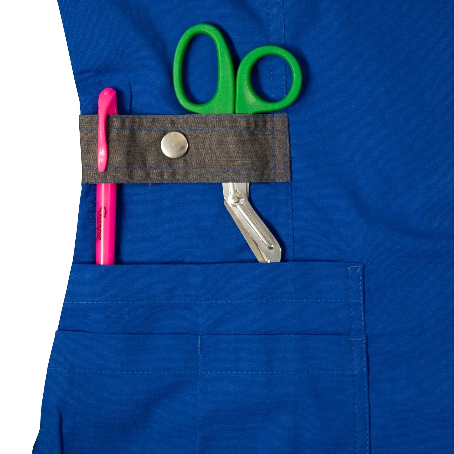 Women'S Scrub Set with 12 Pockets, Silver Snap Detail & Contrast Trim