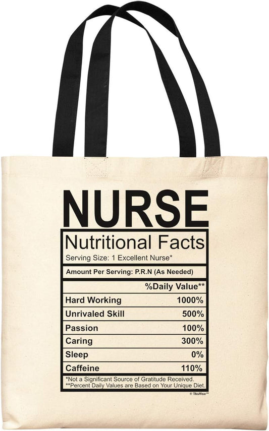 Nurse Gifts Nurse Nutritional Facts Label RN Nurse Gifts for Women Nursing Gifts Canvas Tote Bag