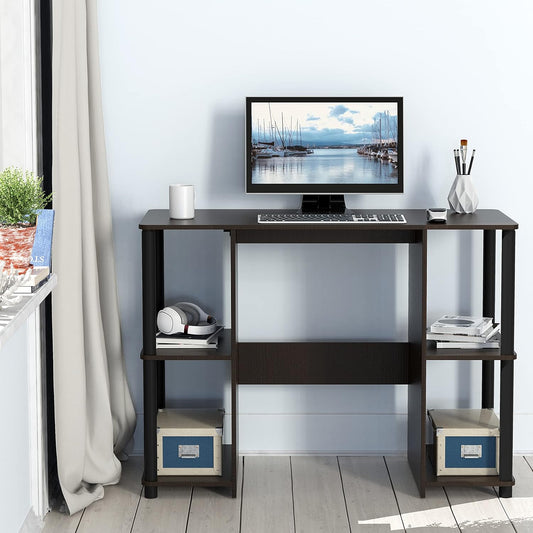 38-Inch Home Office Wood Desk with Double Sided Shelves, Espresso