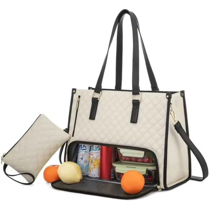 2 in 1 Portable Lunch Tote Bag for Women Multi Purpose Insulated Shoulder Pouch Makeup Durable Waterproof Outdoor Travel Bag