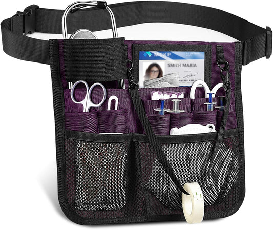 Nursing Organizer Belt, Nurse Fanny Pack with Tape Holder, Multi Compartment Medical Pack Pocket | Nurse Apron Hip Bag for Stethoscopes, Bandage Scissors and Other Medical Supplies, Purple