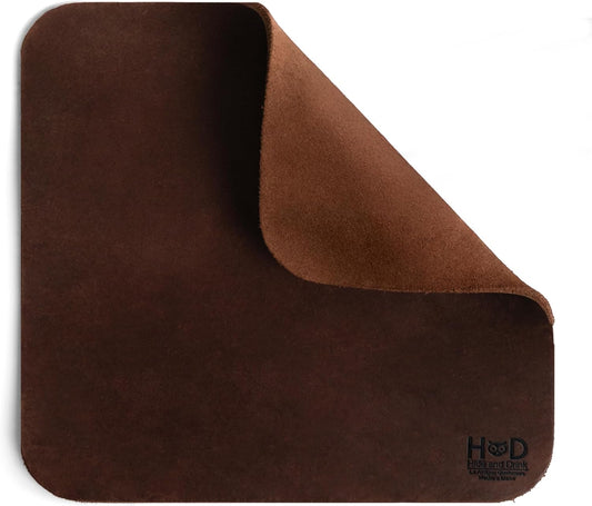 Genuine Leather Mouse Pad, anti Slip Leather Mousepad for Gaming, for Apple Magic Mouse & PC, Ergonomic Non Slip Base, Brown & Black Large Mat Pads for Desk, Computer Mousepads for Men