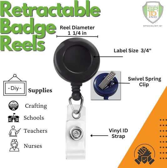 15 Pack - Premium Retractable ID Badge Reels with Alligator Clip - Solid Color Blanks with Nylon Key Pull String for Nurse, DIY Crafts (Assorted Colors)