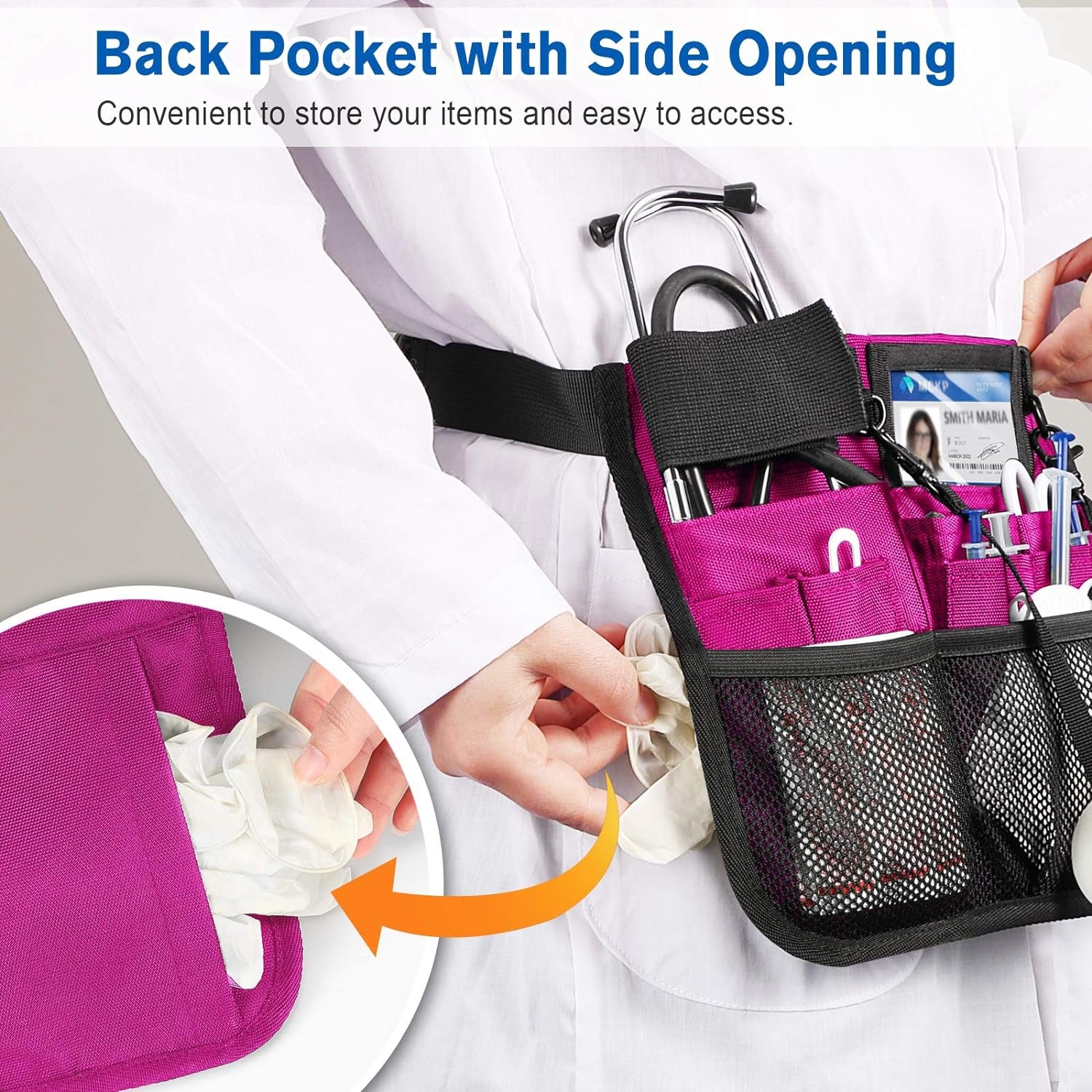 Nursing Organizer Belt, Nurse Fanny Pack with Tape Holder, Multi Compartment Medical Pack Pocket | Nurse Apron Hip Bag for Stethoscopes, Bandage Scissors and Other Medical Supplies, Magenta