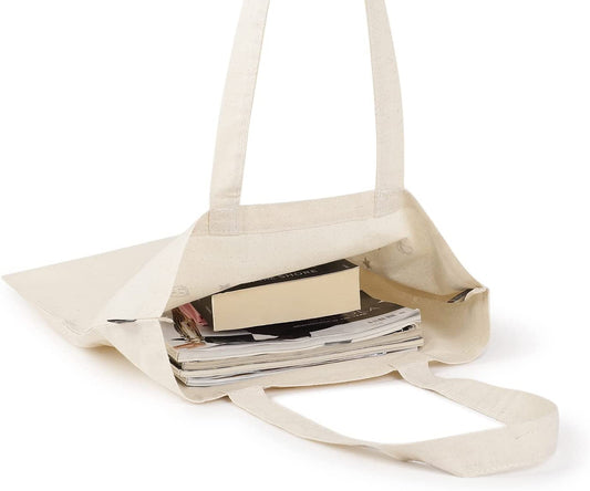 Canvas Reusable Cotton Tote Bag for Women, for School, Grocery, Shopping, Beach & Gifts for Womens
