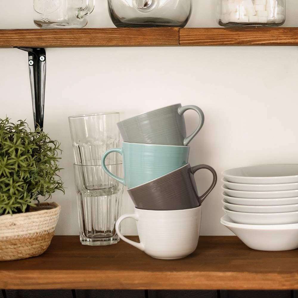 Coffee Mug, Ceramic Soup Mugs with Handles, 17 Oz Wide Large Coffee Mugs Set of 2, Mug for Latte, Cappuccino, Tea, Green Coffee Mugs Dishwasher & Microwave Safe