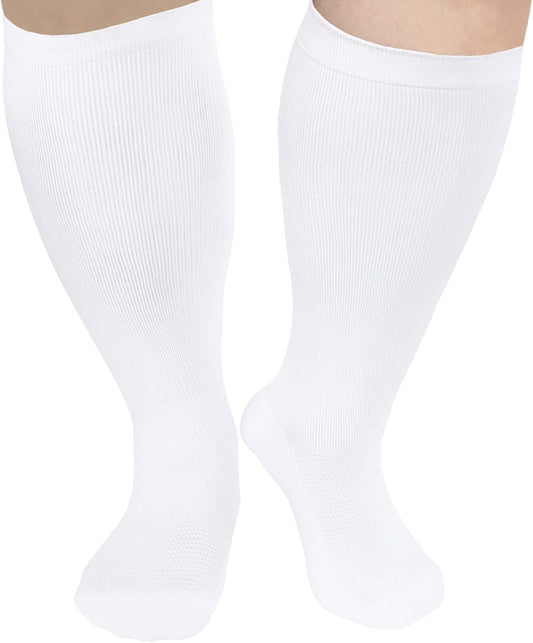 Plus Size Compression Socks Wide Calf Men Women Knee High 20-30 Mmhg Breathable Circulation Xl 2Xl 3Xl 4Xl 5Xl