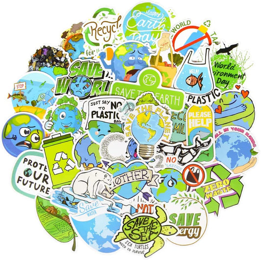 Earth Day Stickers for Kids Environmental Party Supplies Waterproof Vinyl Stickers Earth Day Decorations Gifts 50Pcs