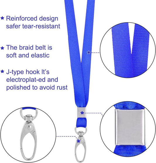 Lanyards Bulk 50 Pack Lanyards for Id Badges Kids Lanyard with Clips Swivel Hook (Blue)