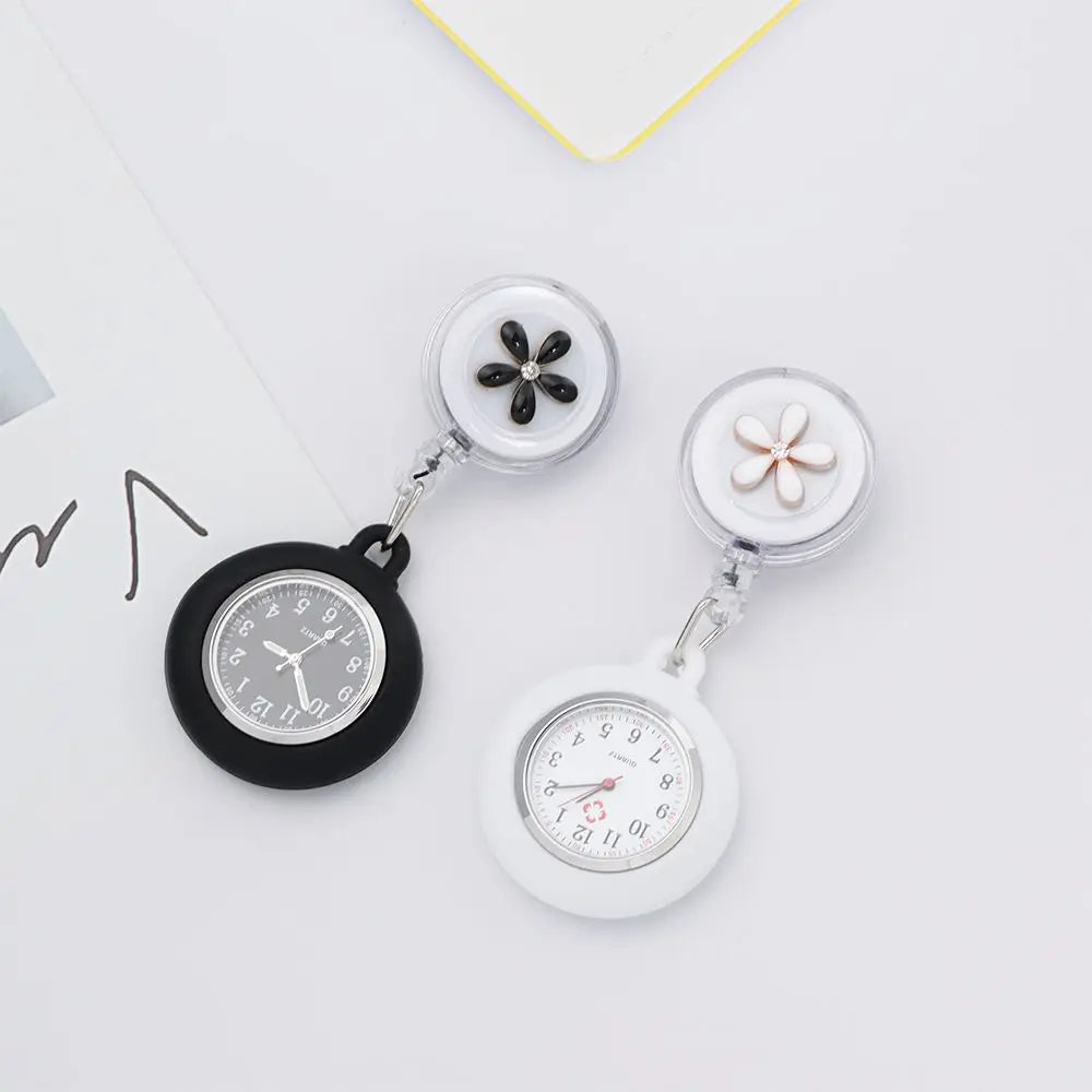 Nurse Doctor Retractable Pocket Watches Hospital Medical Women Men Retractable Reel Id Badge Glass Office Working Clip Watches