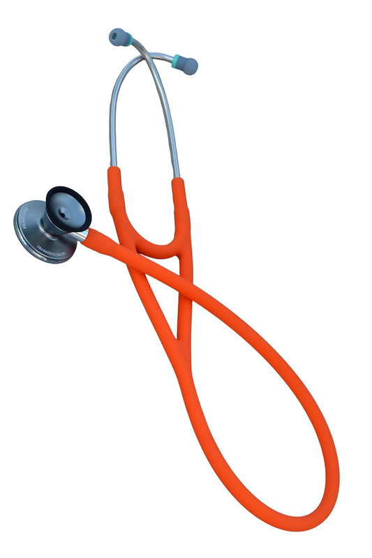 Bell Dual Head Cardiology Stethoscope, Professional Quality, Long Tube, KS-771 Orange