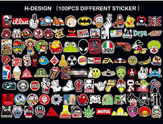 Stickers for Random 100 Pcs Water Bottles Hydro Flask Laptop Phone Skateboards Anime Car Cute Kawaii Aesthetic Teens Girls Boys Adults Kids Vsco Hard Hat Coll Funny(100 Pcs)