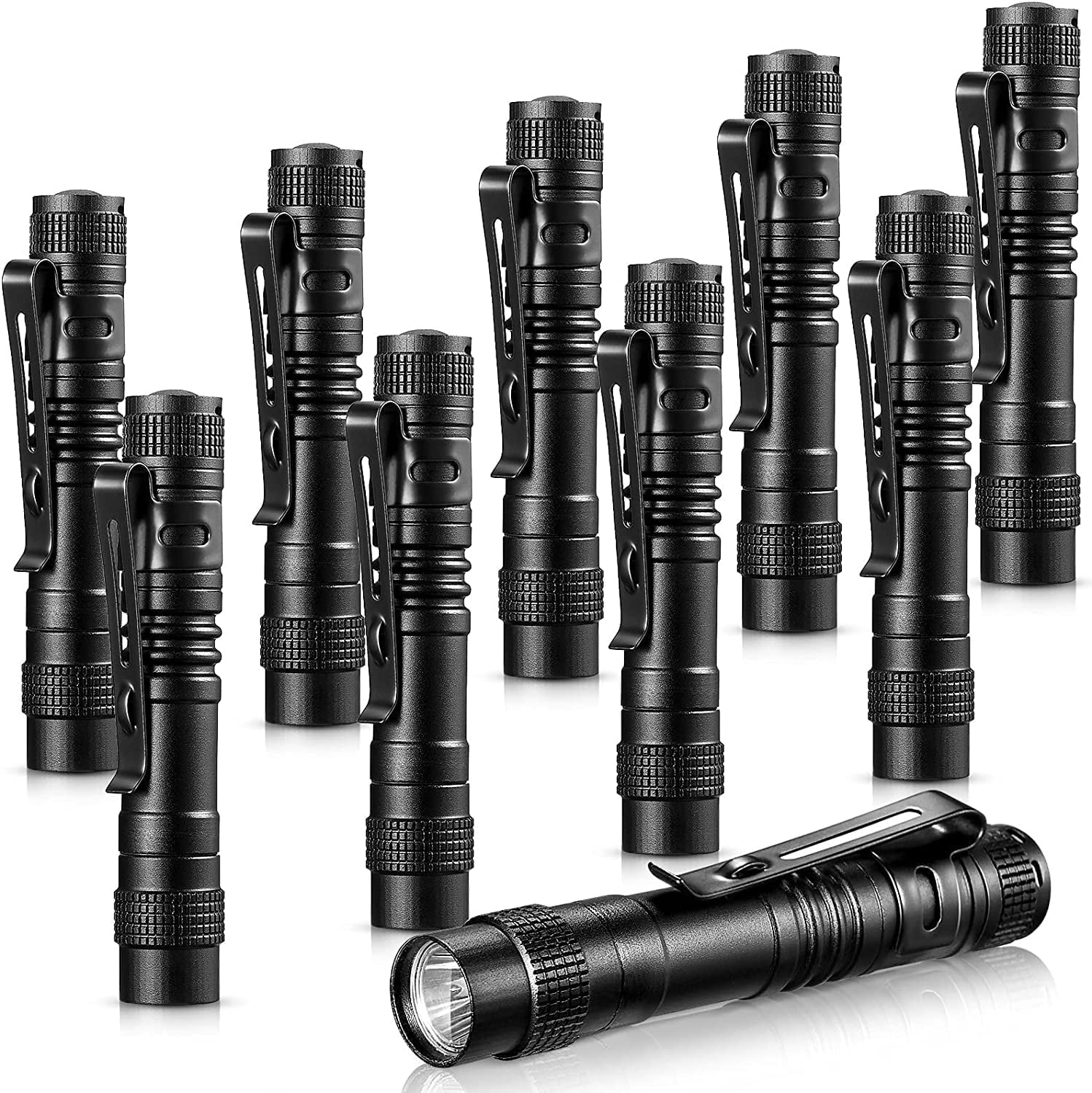 LED Penlight Flashlight Super Bright Pen Light with Clip, Mini Pocket Tactical Penlights for Nurses, Camping and Hiking 10 Pack