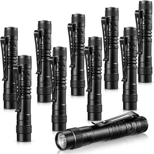 LED Penlight Flashlight Super Bright Pen Light with Clip, Mini Pocket Tactical Penlights for Nurses, Camping and Hiking 10 Pack