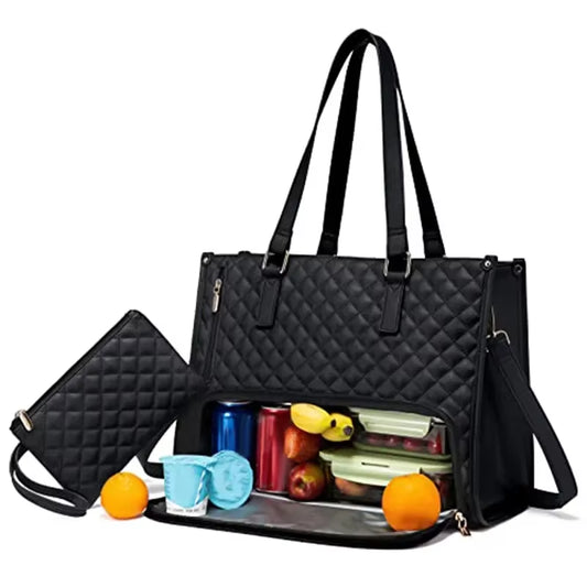 2 in 1 Portable Lunch Tote Bag for Women Multi Purpose Insulated Shoulder Pouch Makeup Durable Waterproof Outdoor Travel Bag