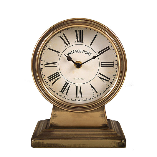 3.62" Quartz Gold Metal Tabletop Clock