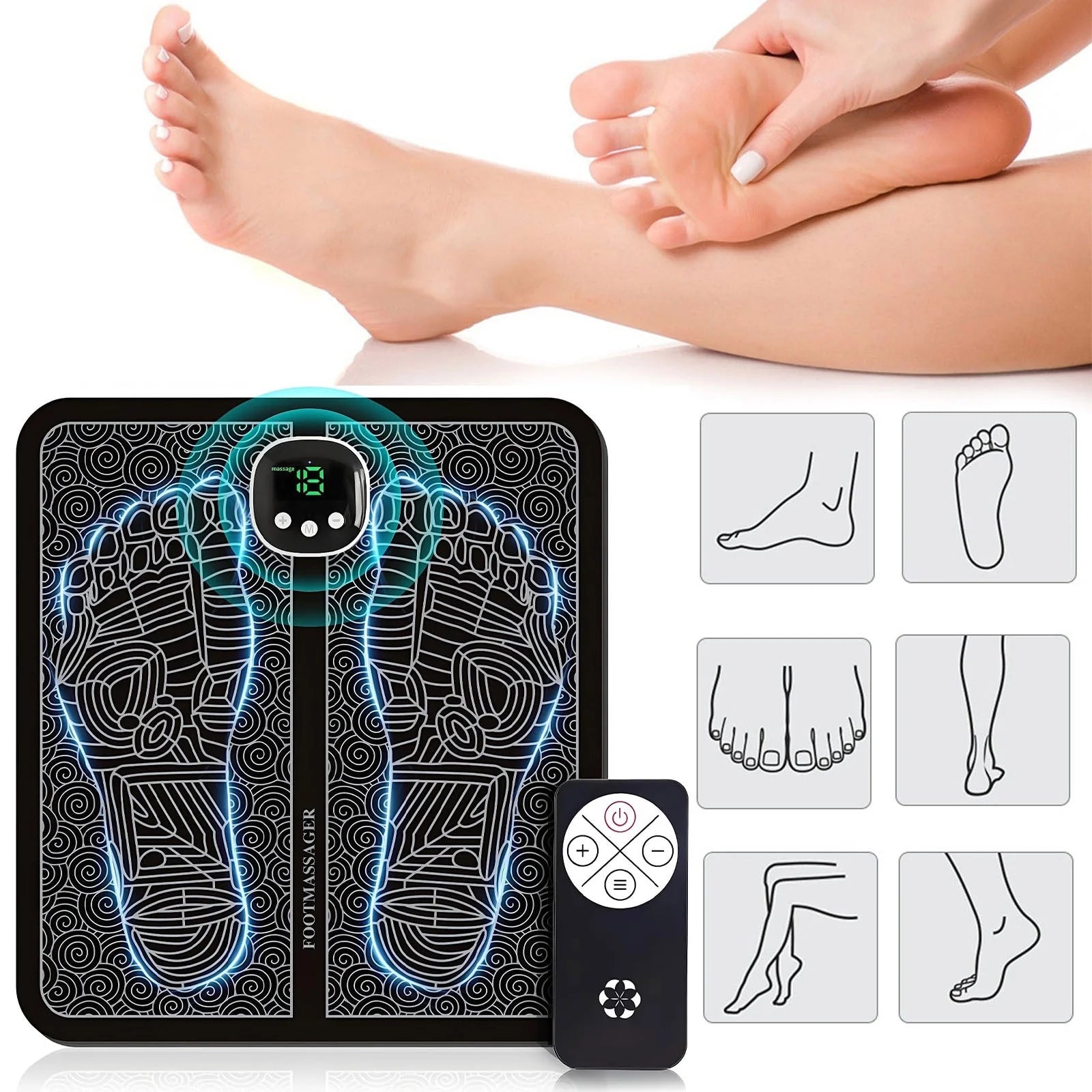 Foot Massager Mat for Neuropathy-Feet Massager with Remote Control,8 Modes,18 Gears Whole Body Massager for Circulation and Pain Relief, for Those Who Stand and Work All Day