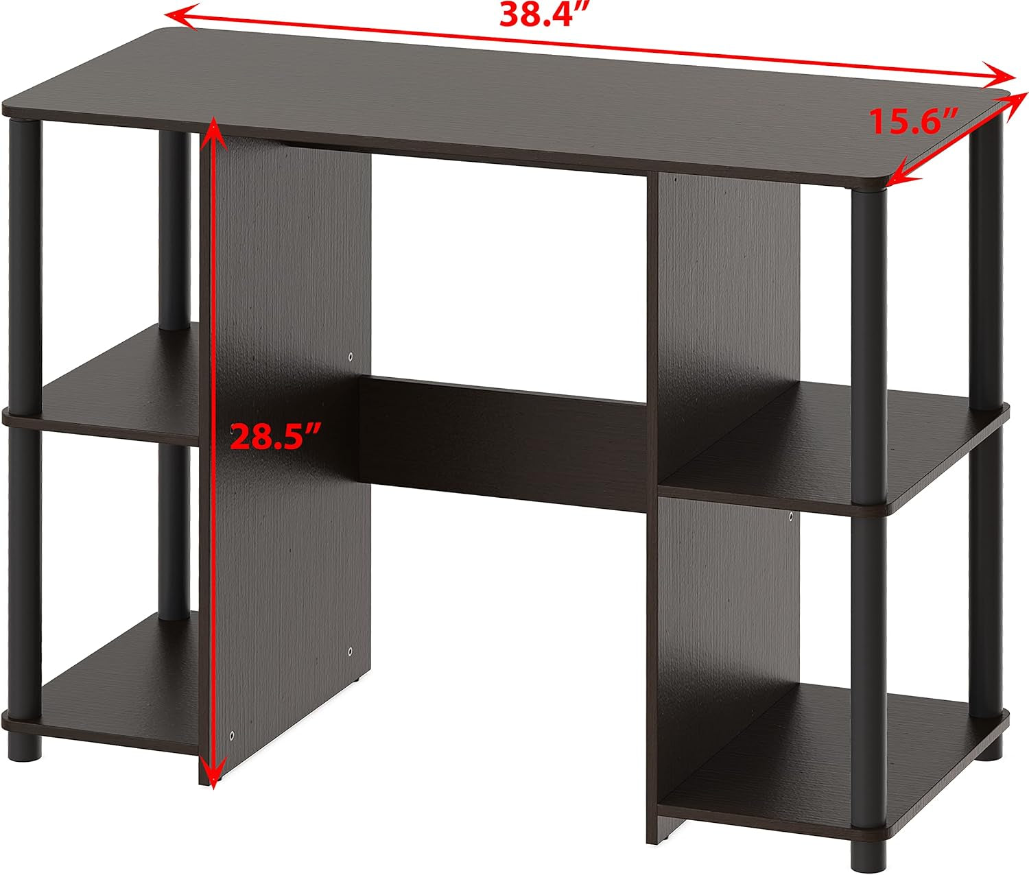 38-Inch Home Office Wood Desk with Double Sided Shelves, Espresso