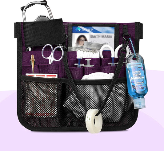 Nursing Organizer Belt, Nurse Fanny Pack with Tape Holder, Multi Compartment Medical Pack Pocket | Nurse Apron Hip Bag for Stethoscopes, Bandage Scissors and Other Medical Supplies, Purple
