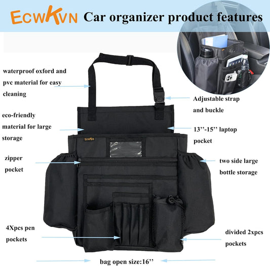 Car Front Seat Organizer - Car File Organizer, Passenger Seat Storage Bag Law En