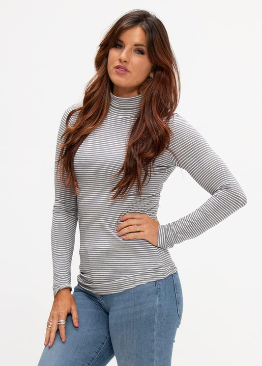 Womens 2 Pack Long Sleeve Mock Turtleneck Stretch Fitted Thermal Underlayer Shirts