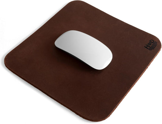Genuine Leather Mouse Pad, anti Slip Leather Mousepad for Gaming, for Apple Magic Mouse & PC, Ergonomic Non Slip Base, Brown & Black Large Mat Pads for Desk, Computer Mousepads for Men