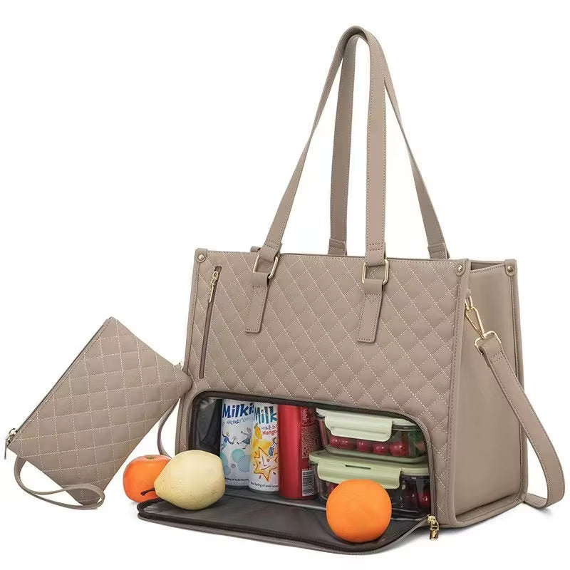 2 in 1 Portable Lunch Tote Bag for Women Multi Purpose Insulated Shoulder Pouch Makeup Durable Waterproof Outdoor Travel Bag