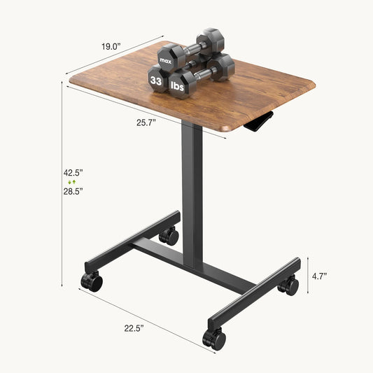 Standing Desk Converter with Lockable Wheels - Adjustable Height Sit to Stand Desk for Computer and Laptop, Rust Brown