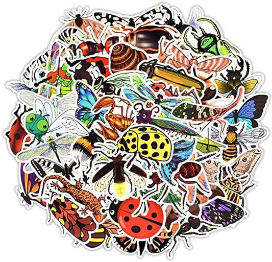 50 Pcs Luggage Stickers Laptops Stickers Skateboard Stickers Scrapbooking Stickers Phone Stickers Guitar Stickers Bicycle Bike Stickers(Insect)