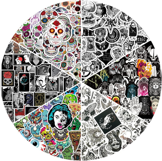350PCS Halloween Stickers Gothic Skull Sticker for Adults Meme/Horror/Witchy Stickers for Hydro Flask/Laptop/Skateboard/Water Bottles/Computer/Phone