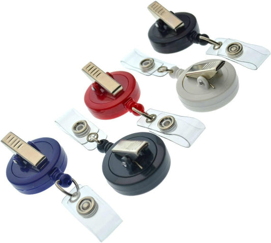 15 Pack - Premium Retractable ID Badge Reels with Alligator Clip - Solid Color Blanks with Nylon Key Pull String for Nurse, DIY Crafts (Assorted Colors)