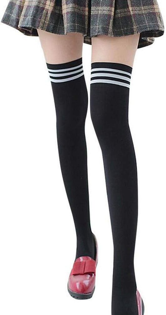 Womens 1 Pair over Knee Thigh High Socks Hosiery Leg Warmers Stockings Leggings Winter Long Boot Sock Non-Slip Anti-Hem Thigh High over Knee High Socks, Black1