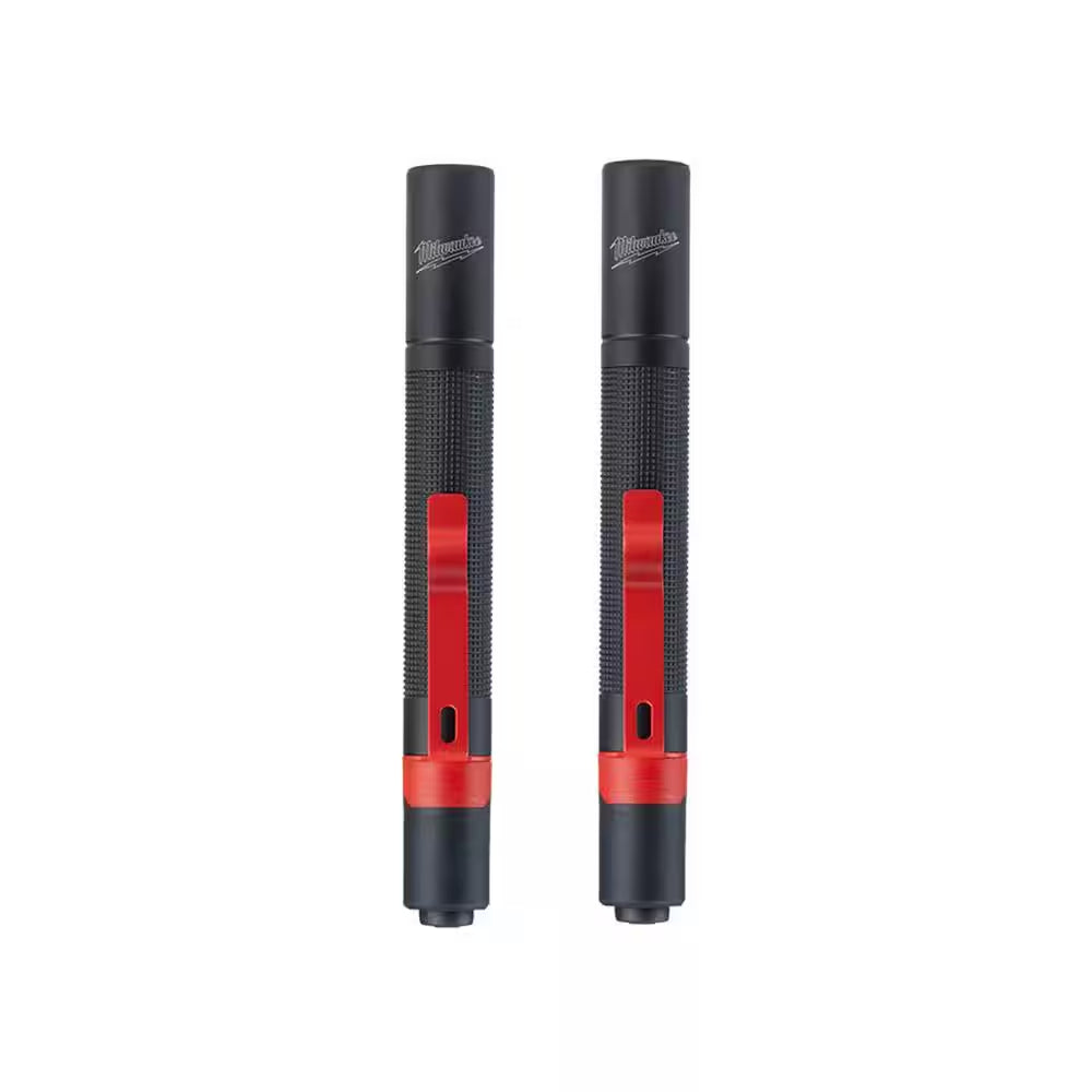 100 Lumens Aluminum Pen Light with Clip (2-Pack)
