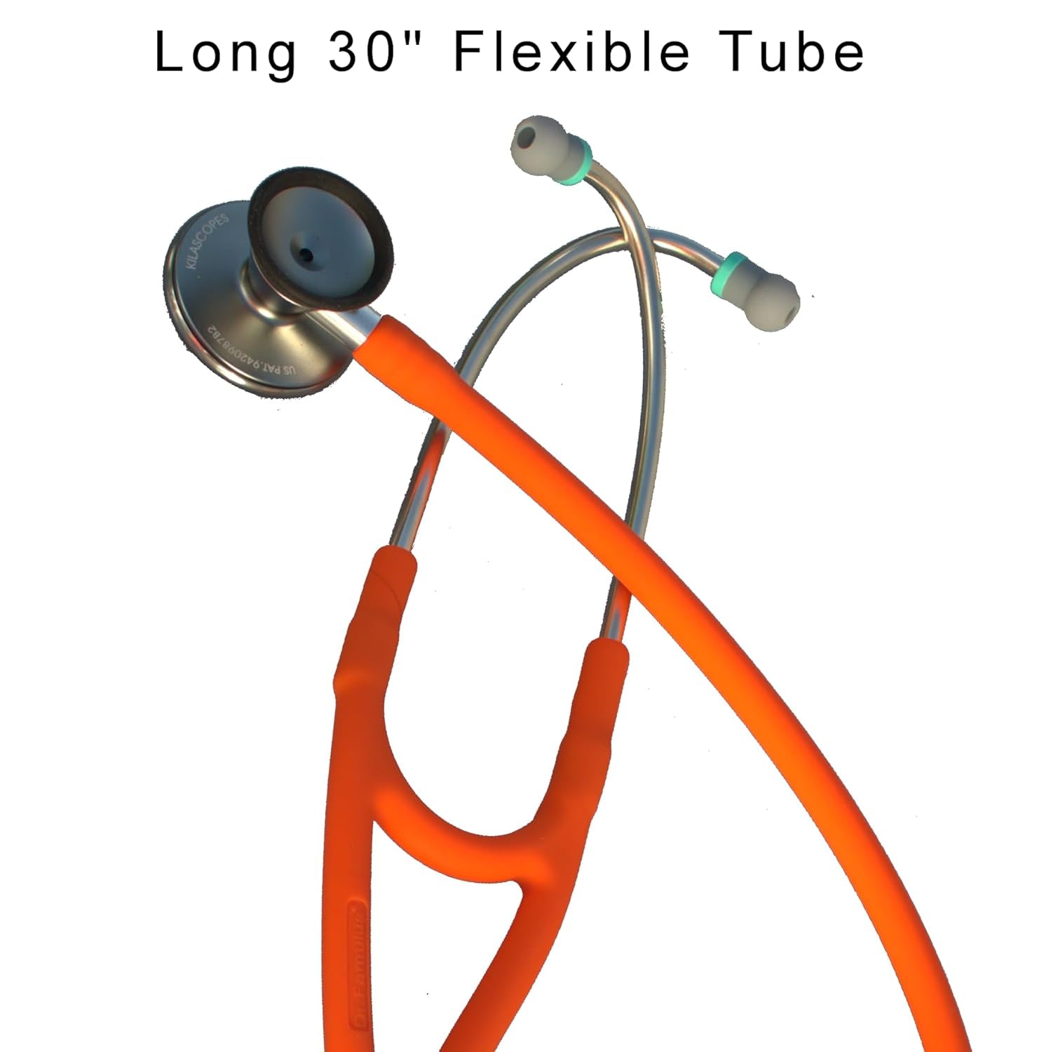 Bell Dual Head Cardiology Stethoscope, Professional Quality, Long Tube, KS-771 Orange