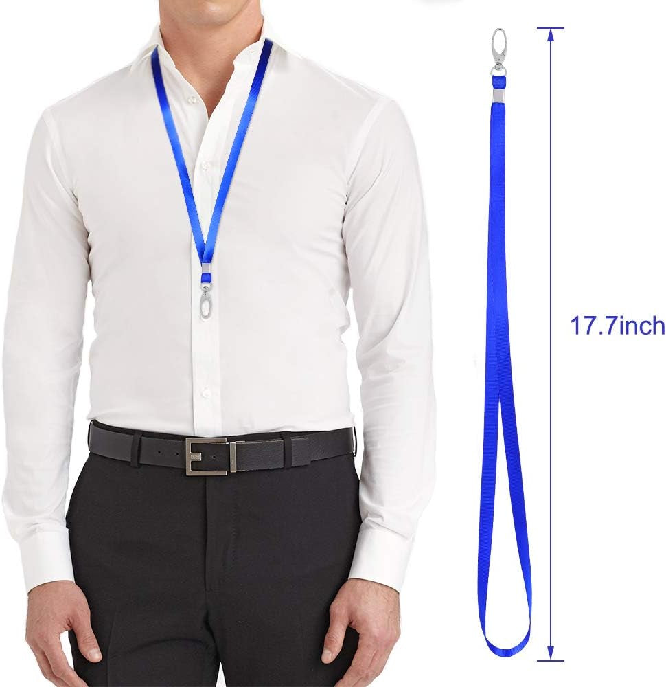 Lanyards Bulk 50 Pack Lanyards for Id Badges Kids Lanyard with Clips Swivel Hook (Blue)